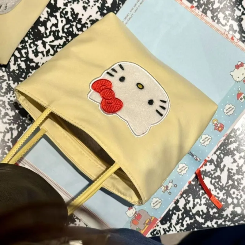 

2025 Hello Kitty Anime Kawaii Sanrio Fashion Embroidered Storage Bag Cute Cartoon Silk Handbag Birthday Gifts for Girls