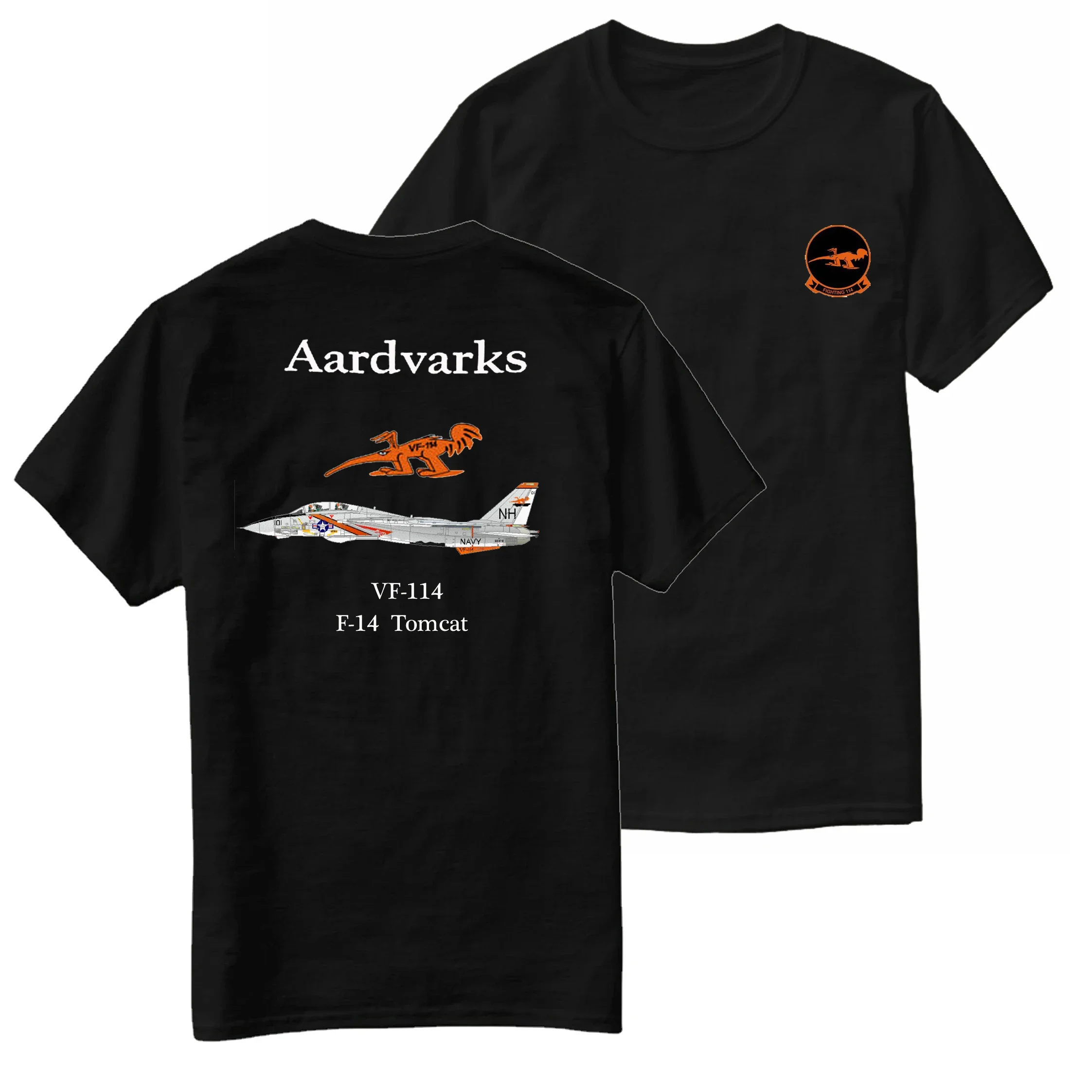 Naval VF-114 Aardvarks F-14 Tomcat Squadron T-Shirt 100% Cotton O-Neck Summer Short Sleeve Casual Mens T-shirt Size S-3XL