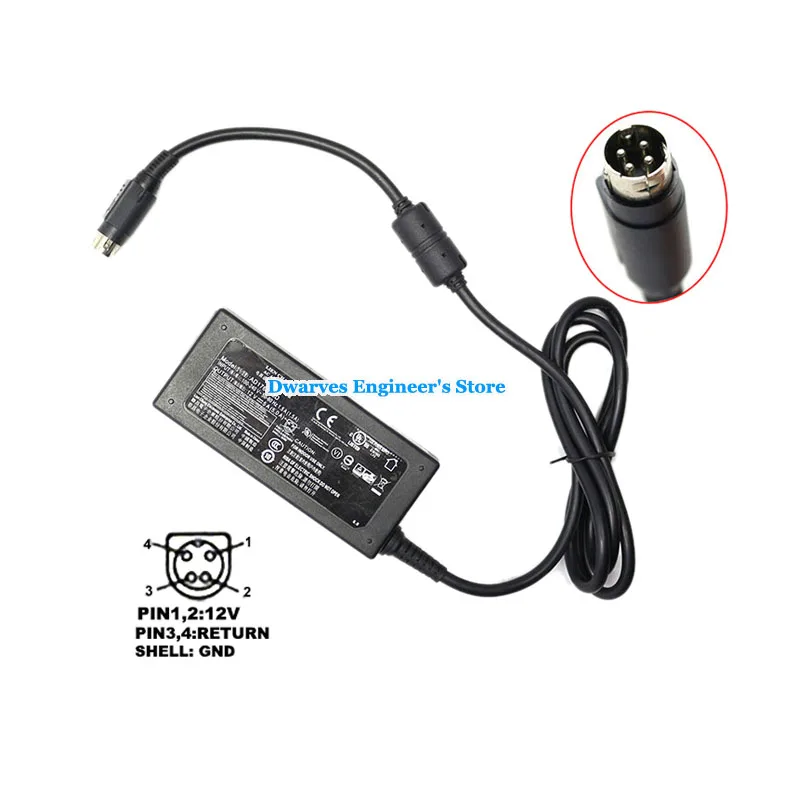 Genuine 60W 12V 5A AC Adapter AD1760A3D Laptop Charger For LIEN CHANG Power Supply Round With 4-PIN