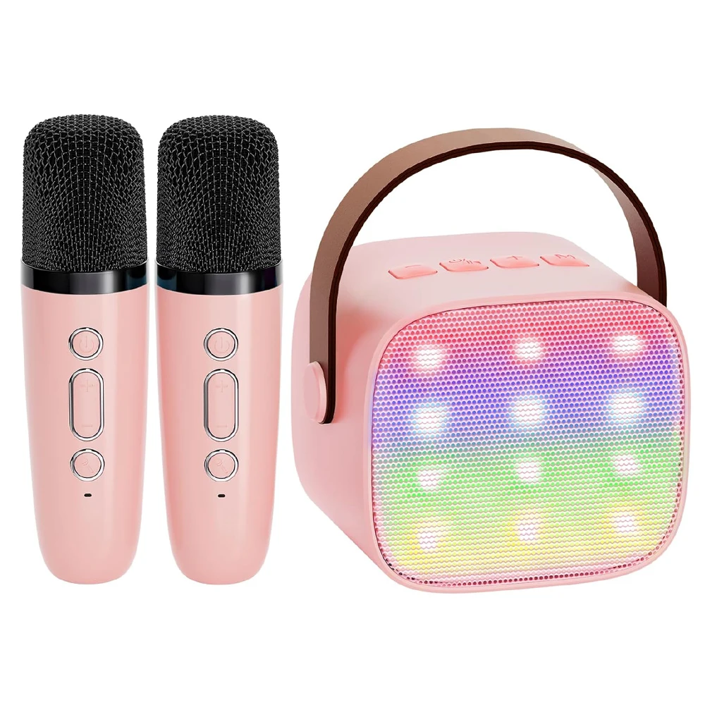 Mini Karaoke Machine for Kids Adults, Portable Bluetooth Speaker with 2 Wireless Microphones, Christmas Birthday Gifts Toys