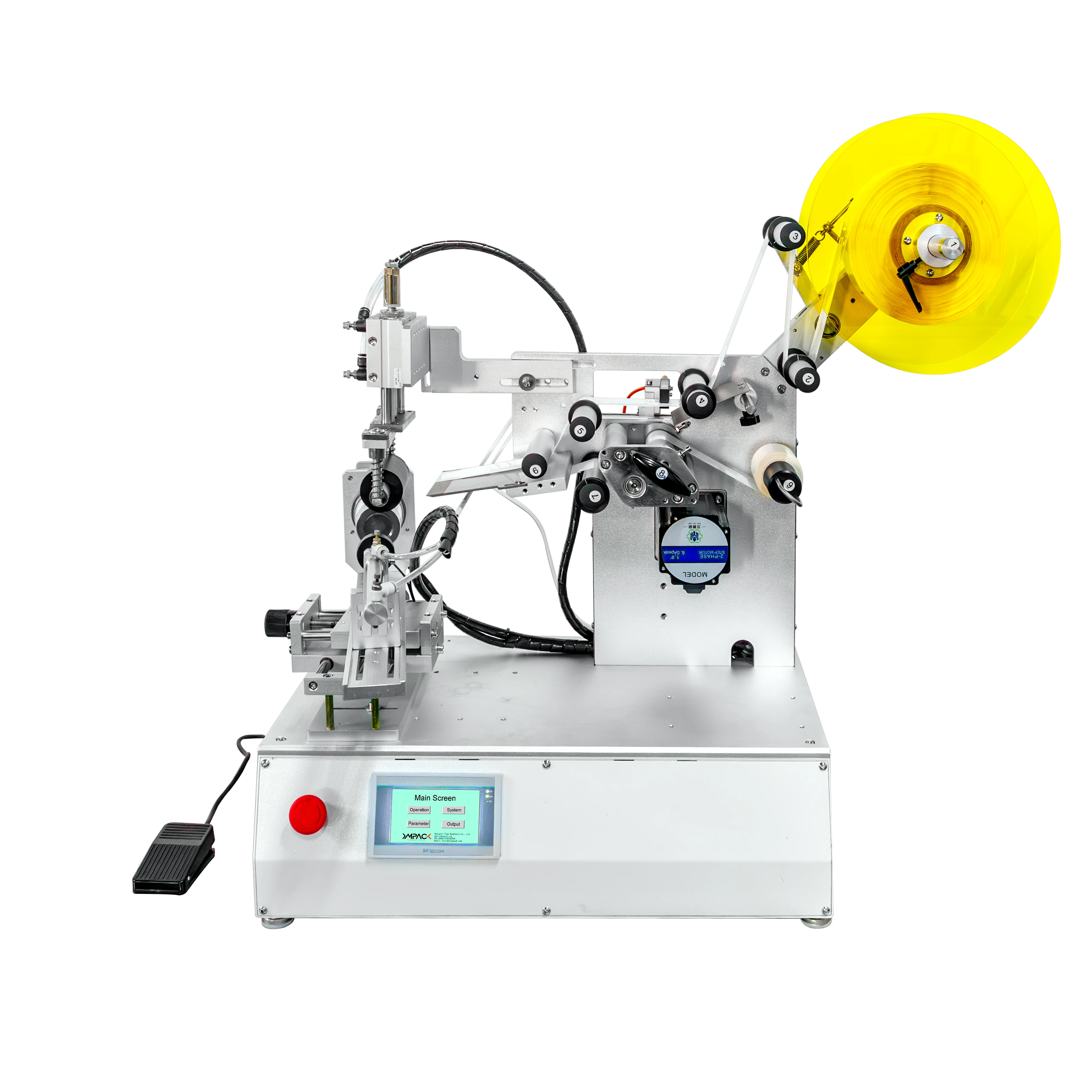 YIMUPACK YM140 Semi Automatic Sticker Applicator Machine Round Label Yogurt Cup Oval Conical Tapered Bottle Labeling Machine