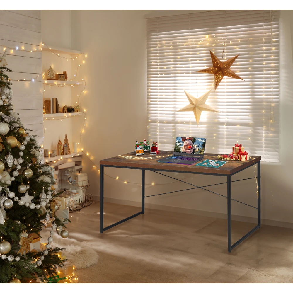 Weathered Oak Writing Desk with Metal Legs, Multi-Purpose Table, Dressing Table Gaming Table Small Dining Table for Home Office