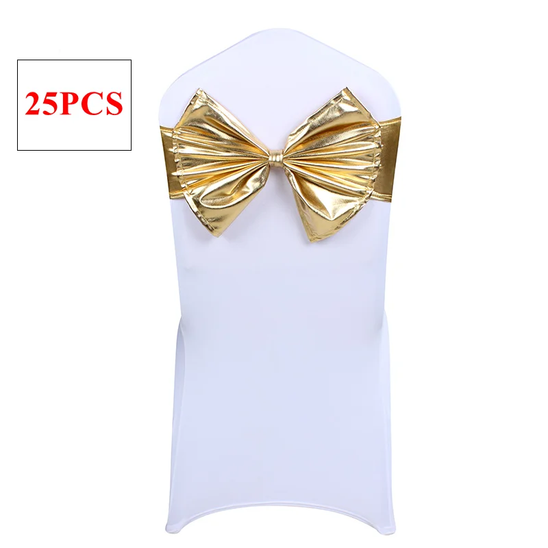 Bronzing Coated Lycra Band Spandex Chair Cover Sashes For Wedding Event Banquet Party Decoration