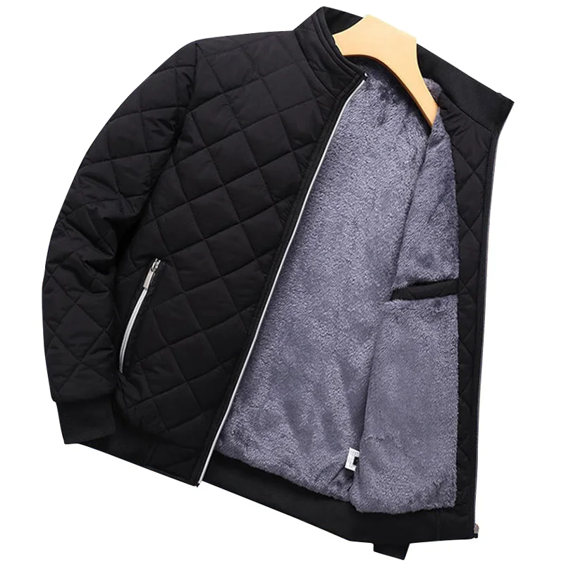 Chaqueta Bomber ajustada para hombre, Parkas gruesas acolchadas, forro polar, algodón, cuello alto, ropa cálida, moda de invierno