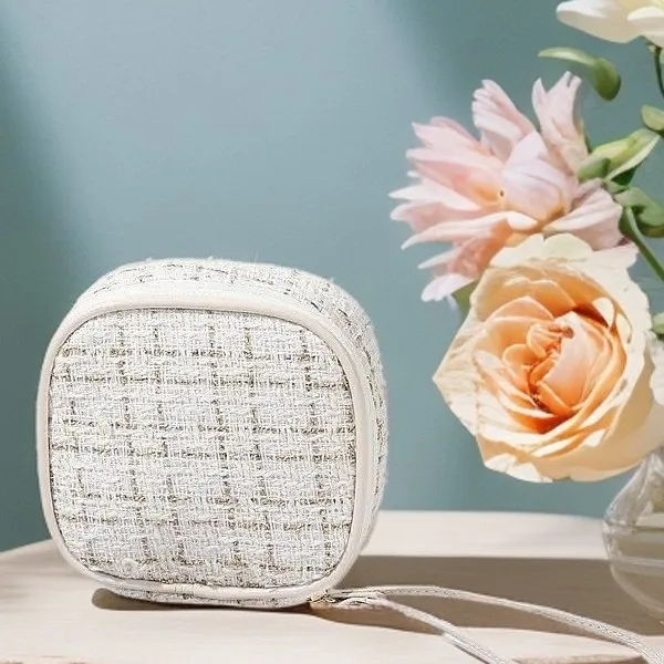 Tweed Makeup Bag Small Cosmetic Pouch Coin Purse Lipstick Sanitary Pad Holder Multi-purpose Storage Bag