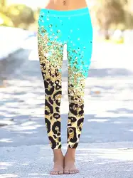 Sexy leopard print sequin print casual hip lift skinny pants women's elastic waist leggings