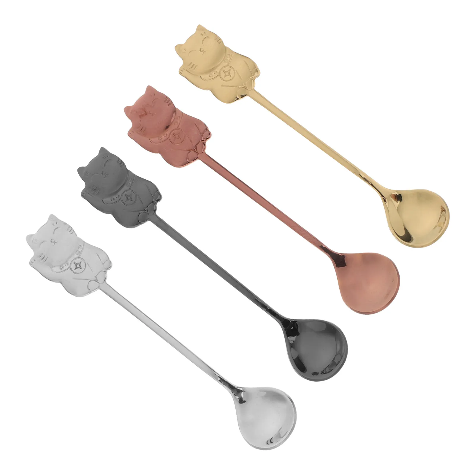 

Lucky Cat Coffee Spoon Set Cute 3D Ceramic Decorative Spoon for Coffee Stirring Kitchen Accessories Charming Gift
