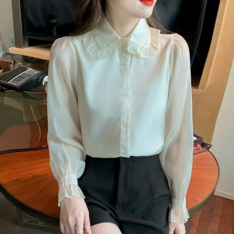 Blouse Women Long Sleeve Chiffon Blouse Shirt Tops Women Blusas Mujer De Moda 2024 Blouses Femme Camisas Blusa Feminina F517