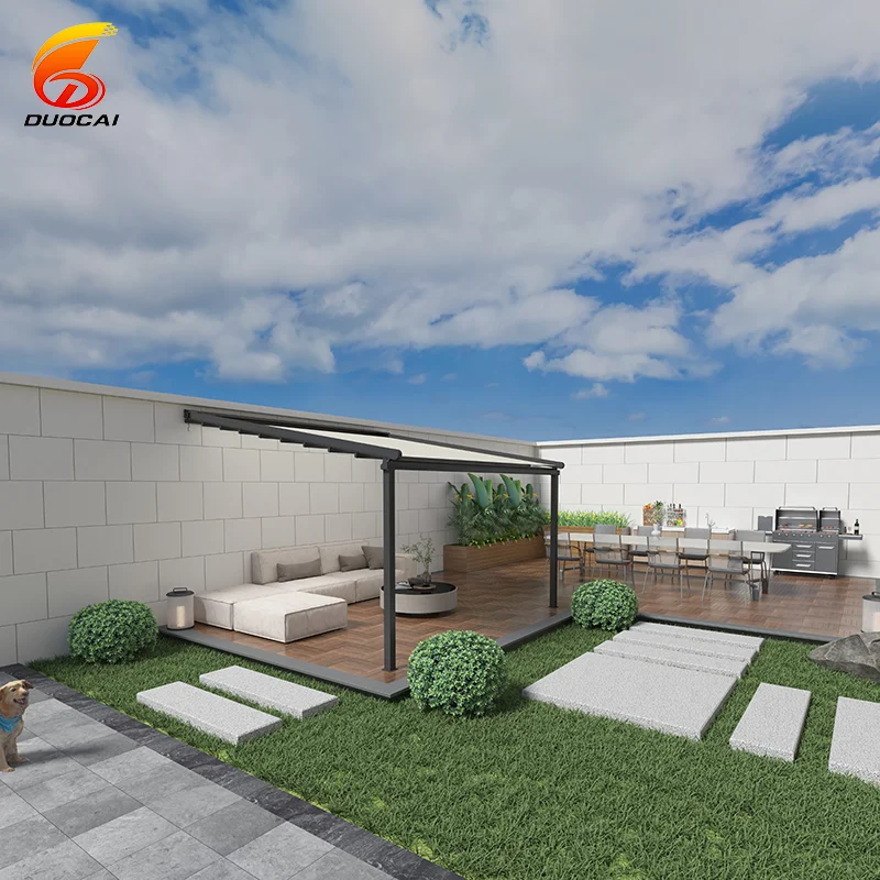 Manufacturer's Automatic Pergola Electric Retractable Roof Aluminum Alloy Frame Motorized Remote Control Screen for Balcony