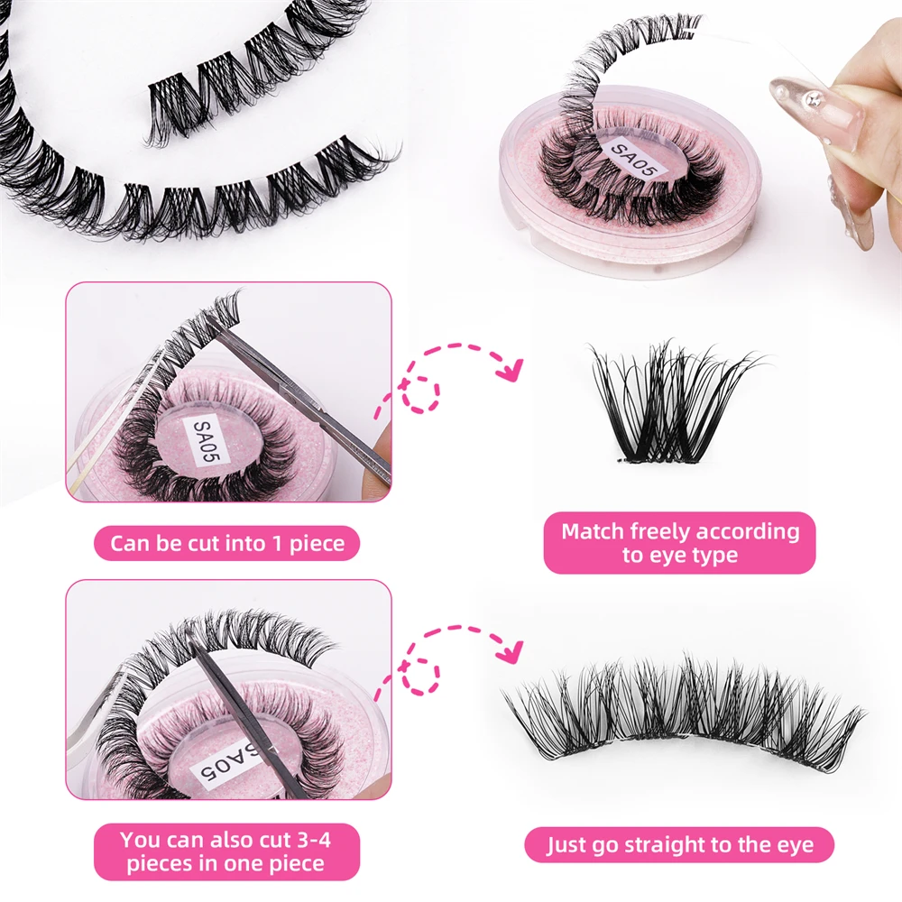 Silk Fan Eyelashes Premade Volume Cluster Training Kit for DIY Eyelash Extensions Starter Set with Glue