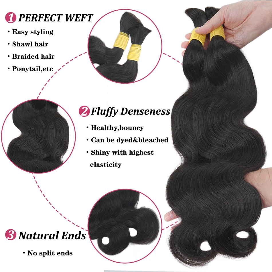 Bulk Hair Brazilian Virgin Body Wave Natural Black Color Unprocessed Brazilian Virgin Hair Body Wave Human Hair Weave Pure Color