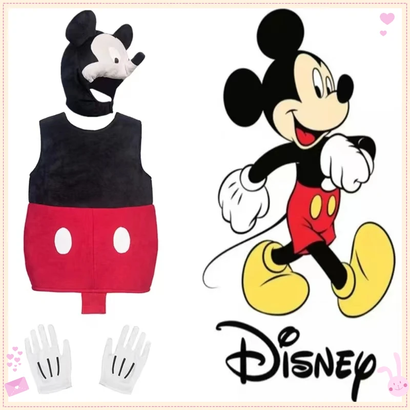 2024 New Halloween Costume Cute Mickey Mouse Cosplay Performance Clothes with Gloves and Hat Kids Birthday Gift