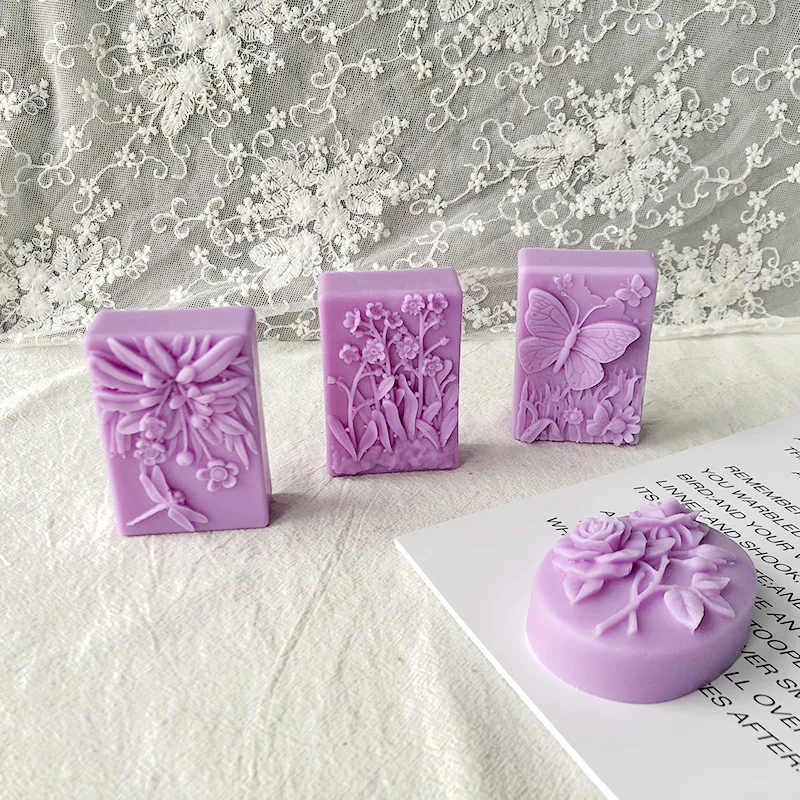 Soap Silicone Candle Mold Round Flower Shaped Butterfly DIY Handmade Craft Soap Making Mould