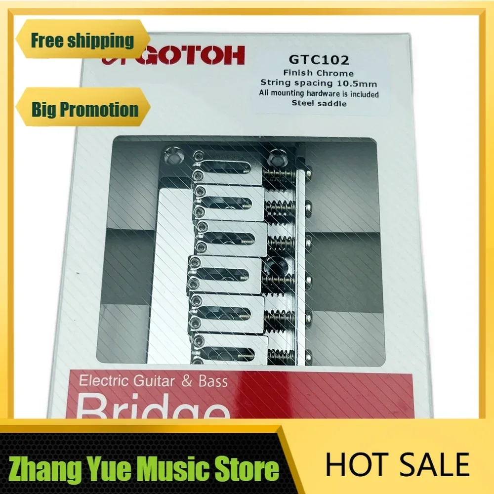 

Q-X Music Store-Genuine Original GOTOH GTC102 Electric Guitar Fixed Bridge With Steel Saddle Finish Chrome Black Gold