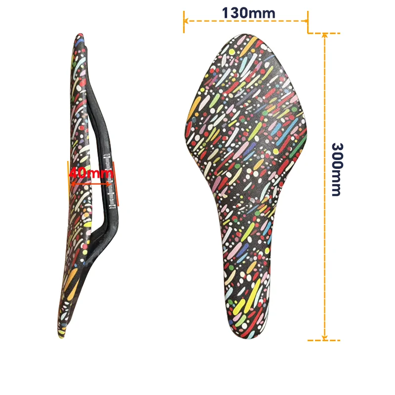 Autostoelkussen met kleurrijk patroon, zacht zadel, hol ademend fietszitkussen van koolstofvezel