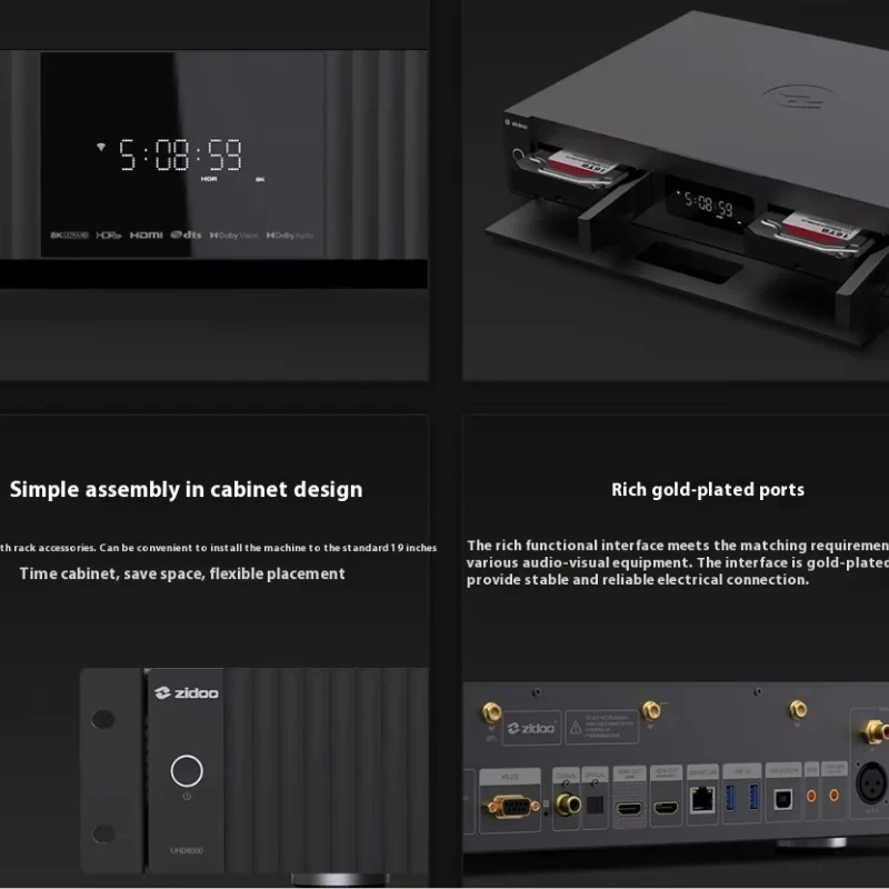 ZIDOO UHD8000 High Performance Hi-end DAC Audio Decoder 8K All-in-one Media Player HiFi Streaming Support APP Control