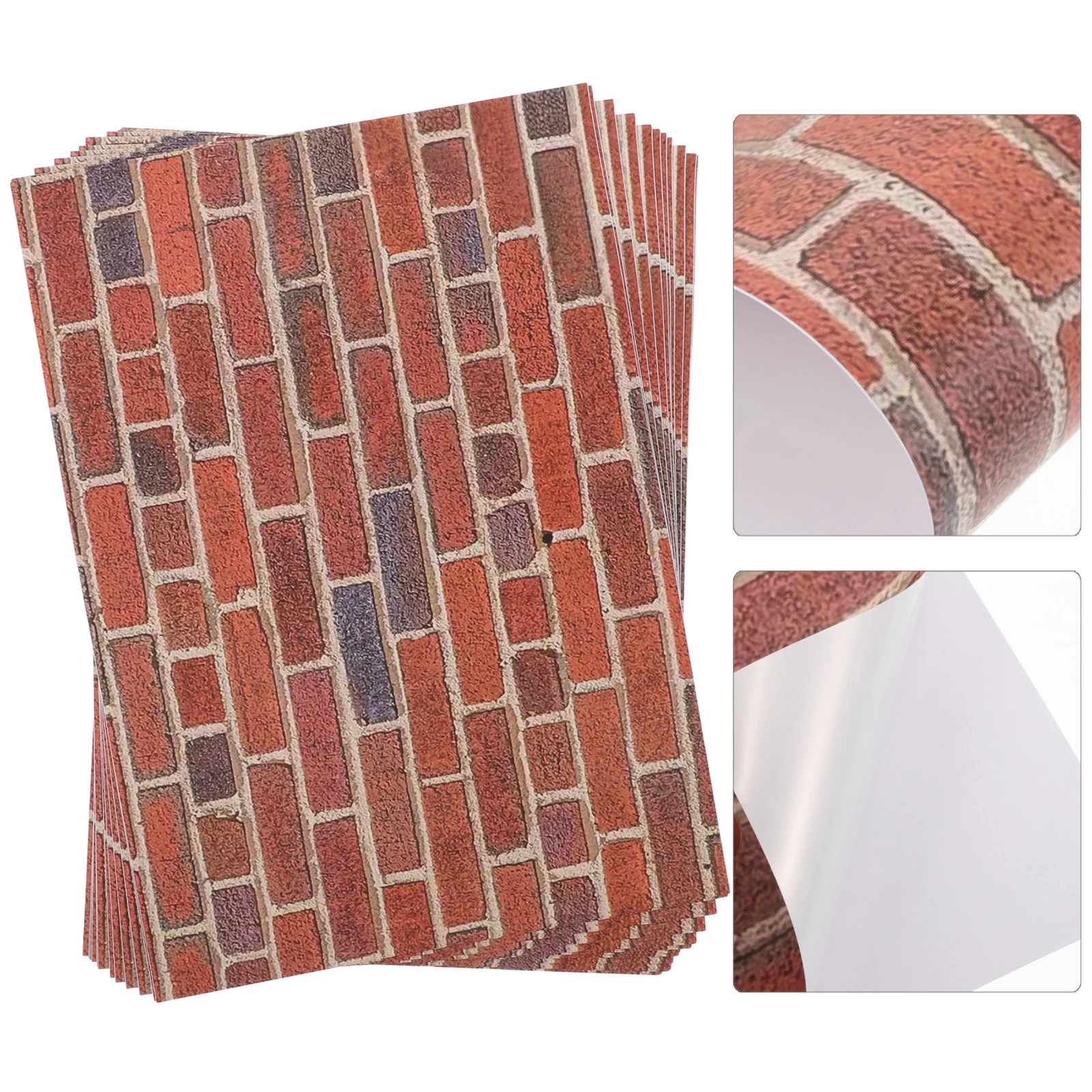 

12 Sheets House Wallpaper Brick Peel and Stick Self Adhesive Decor Stickers Dollhouse Accessories Miniature