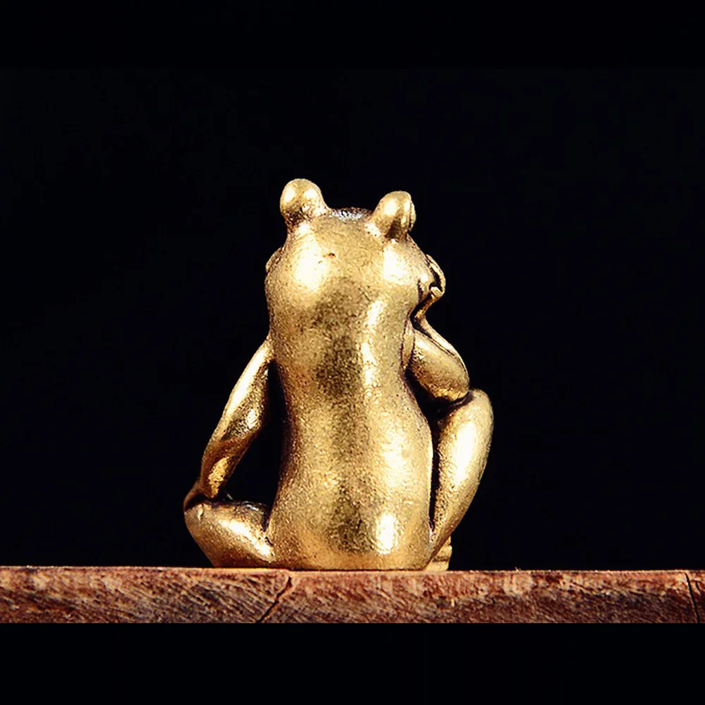 التفكير الضفدع تمثال نحاسي أثاث سطح المكتب الإبداعي الحلي تماثيل صغيرة على شكل حيوانات الحرف المقتنيات هدية ديكور المنزل #6