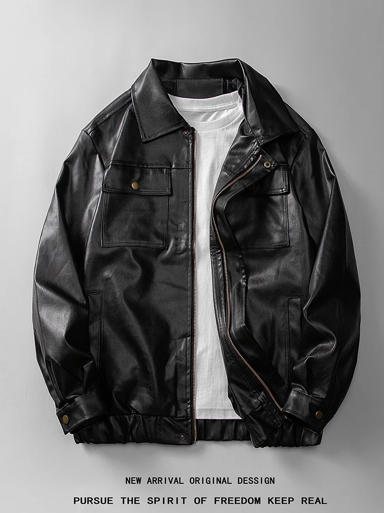 

Свободный мужской байкерский джет в стиле ретро из искусственной кожи Flight Jaet Sli, повседневная верхняя одежда для молодых мужчин в осеннем сезон