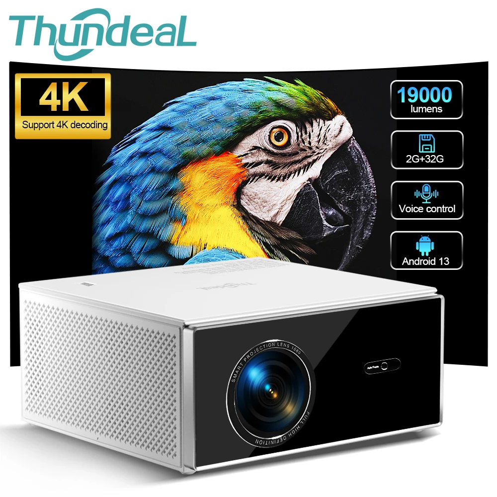 

ThundeaL TDA7W Full HD 1080P Projector Android 13 WiFi6 2G 32G Projetor 4k Video TDA7 Voice Control 3D Smart Home Theater Beamer