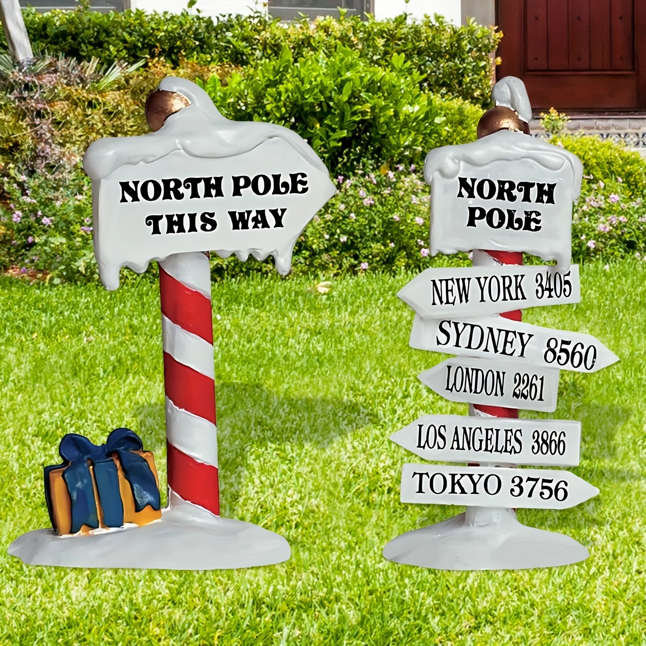 2 قطعة عيد الميلاد القطب الشمالي ساحة علامات عيد الميلاد الحديقة الديكور في الهواء الطلق القطب الشمالي اتجاه علامة سانتا كلوز ورشة عمل الوقوف