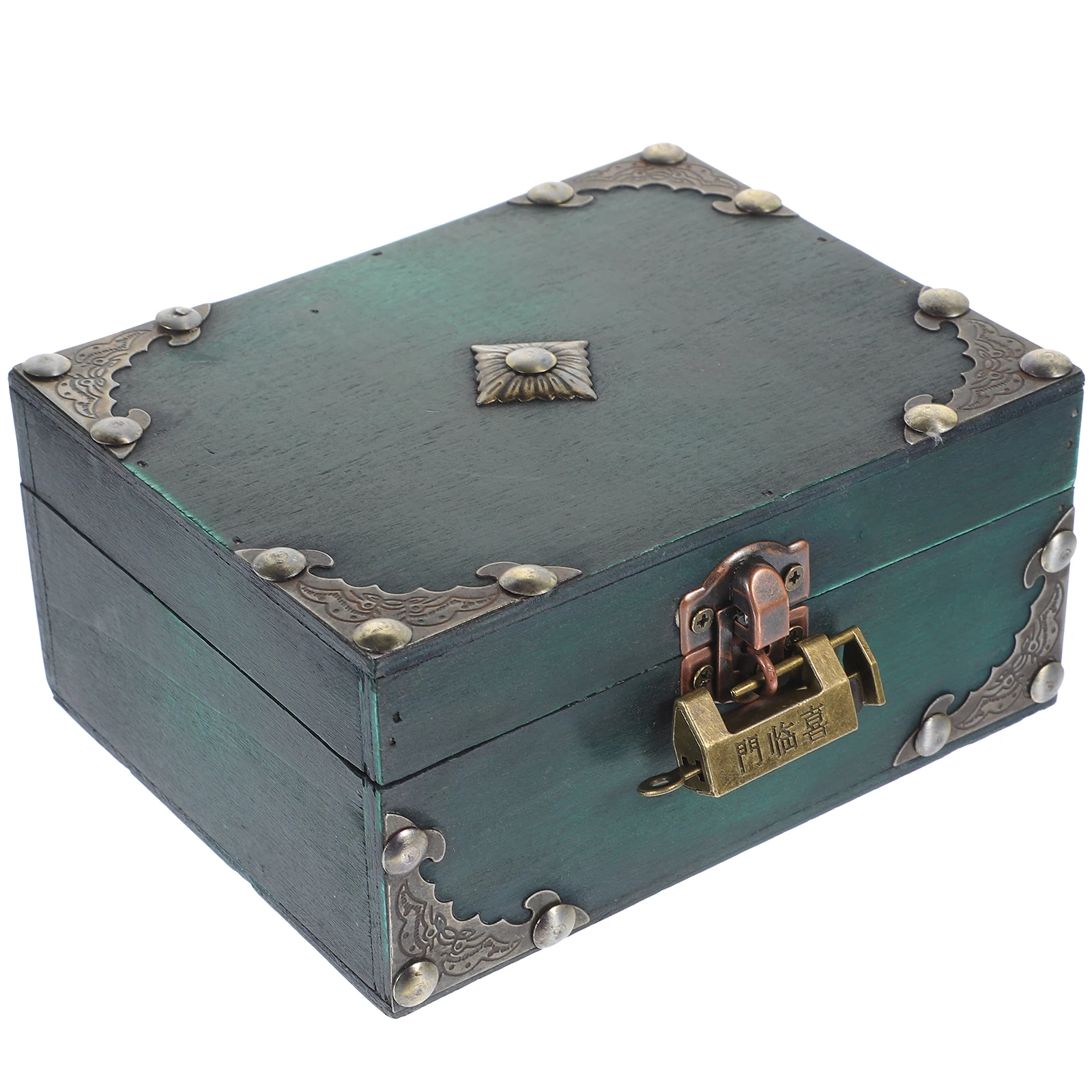 

Vintage Wooden Jewelry Storage Organizer Earring Ring Trinket Box Decorative Retro Treasure Case Desktop Home Storage Box Lock