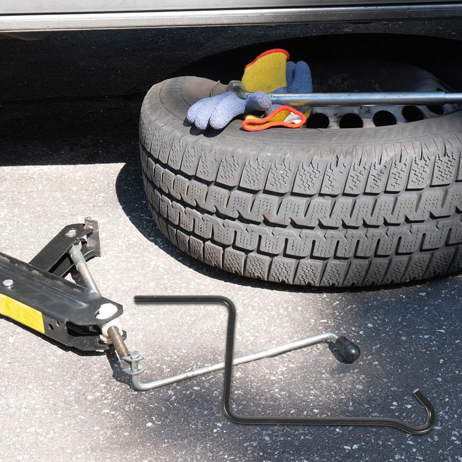 

Hand-operated Jack Handle Scissor-style Crank Hook Steel Grip for Floor Car Tire Lifting Tools Automotive