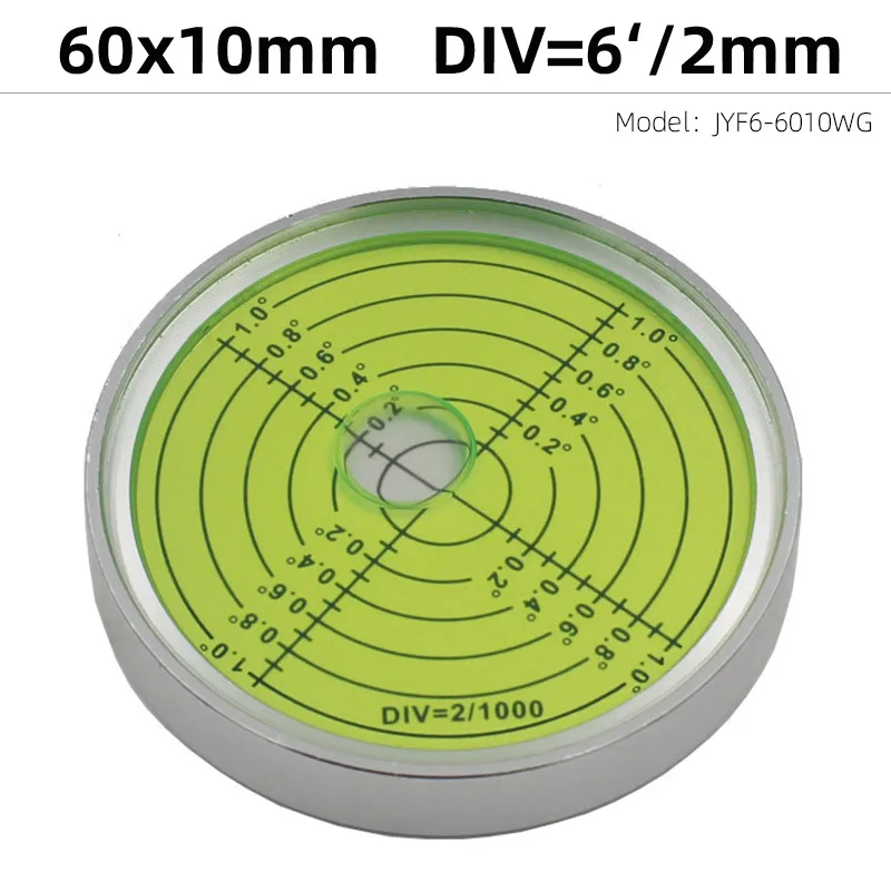 Strumento di livello ad alta precisione perline a bolle rotonde bolla di livello a bolla orizzontale in metallo universale 3 \'/2mm 60x10mm