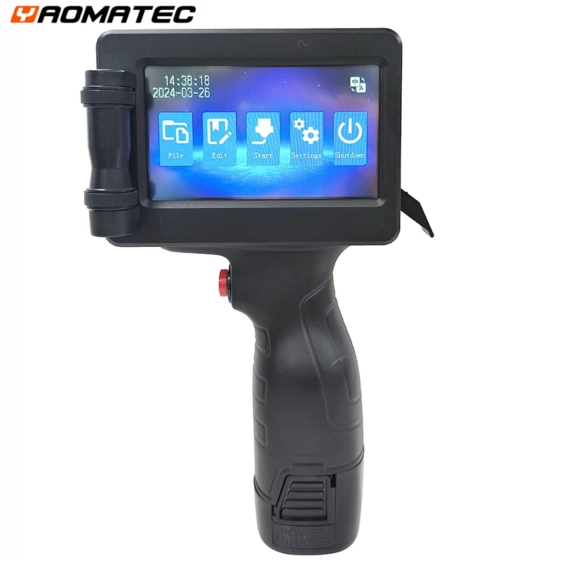 Yaomatec 12.7MM Printing Height QR Bar Code Expiry Date Logo Label Portable Mini Handheld Thermal Inkjet Printer