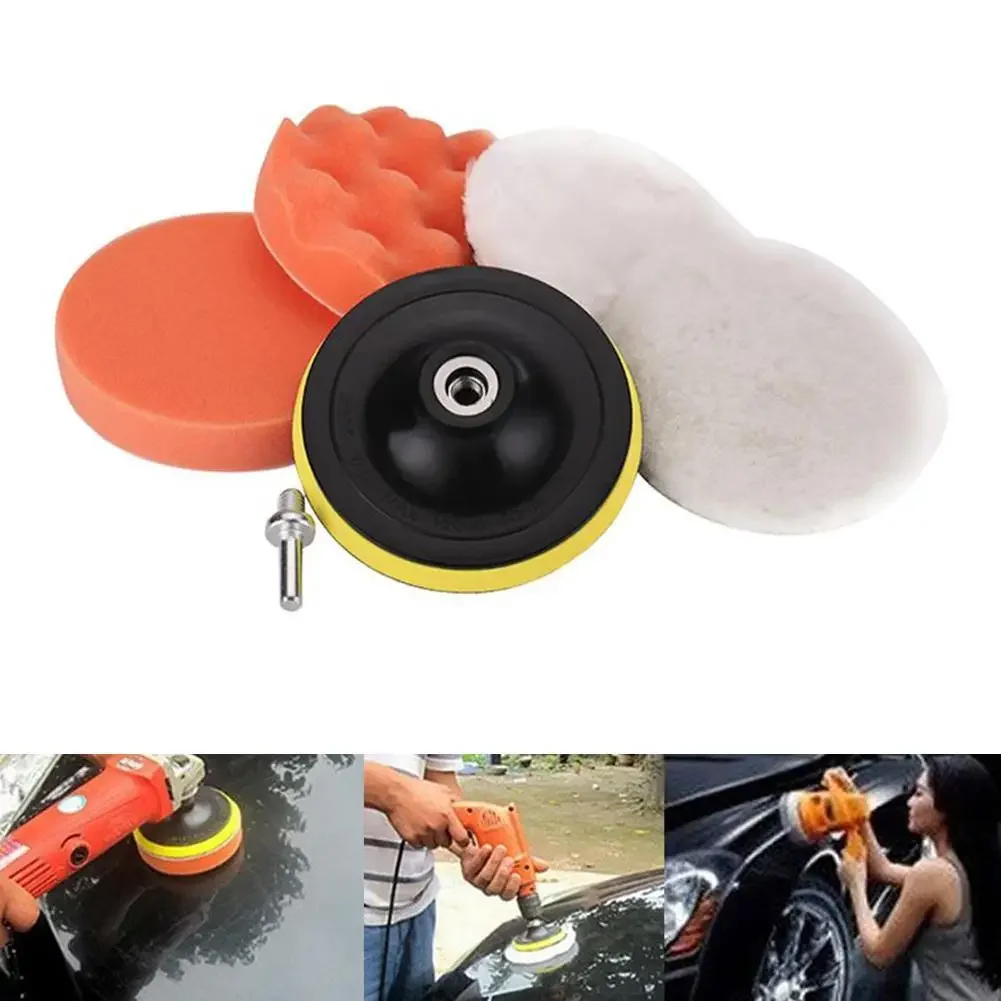 3/4/5 Inch Polishing Kit Polishing Pad Car Waxing Sponge Disk Wool Wheel For Auto Body Beauty Polisher Washing Car Gadget