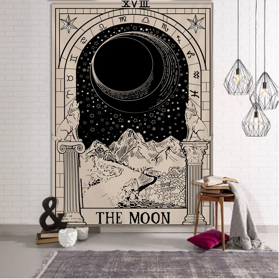 Tarot card psychedelic scene home decoration art tapestry hippie bohemian decoration divination wall hanging sheets