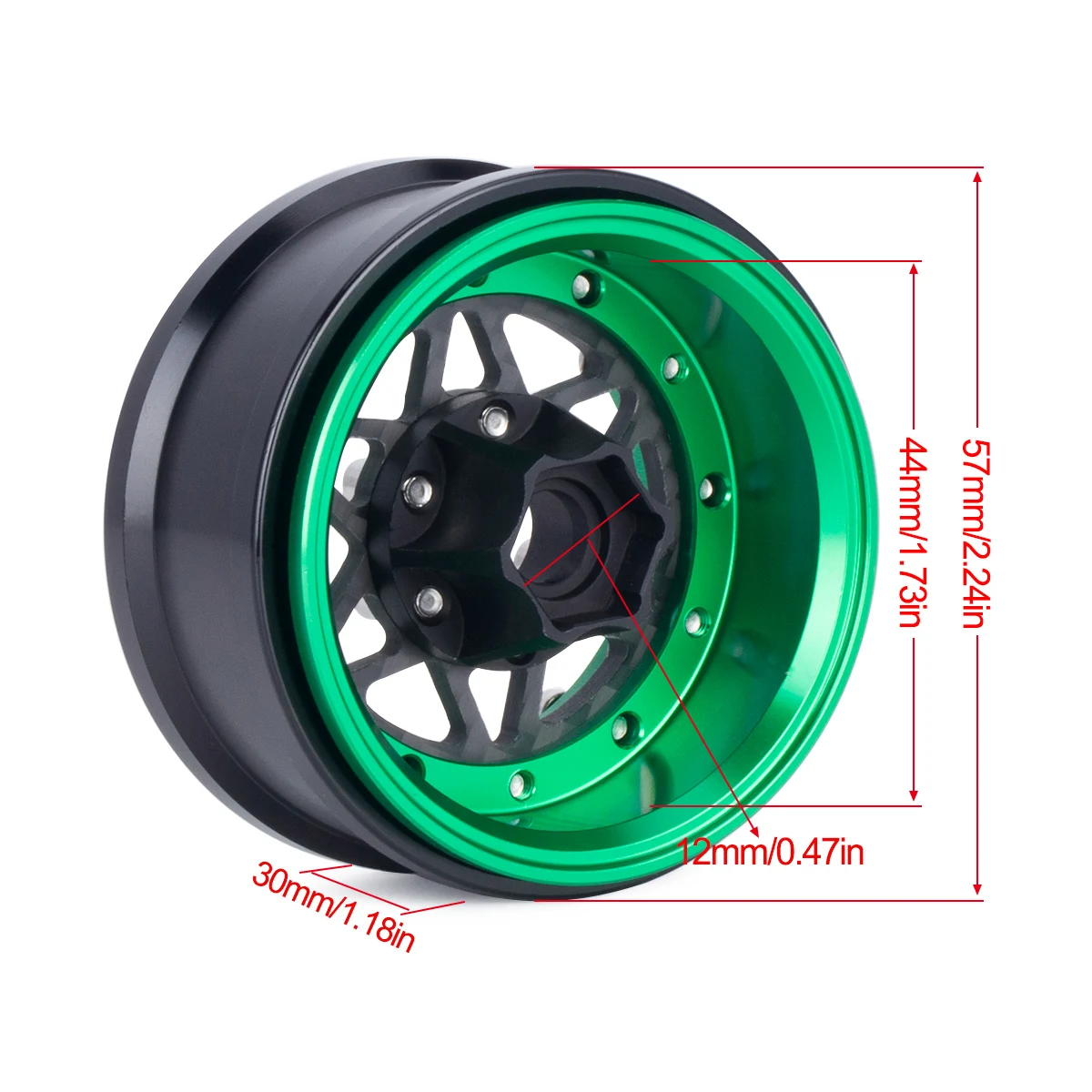 6061 Aluminum Alloy 1.9 Inch Beadlock Wheels Adjustable Offset Rim Hub for 1/10 RC Crawler Car Axial SCX10 D90 TRX4 TRX6