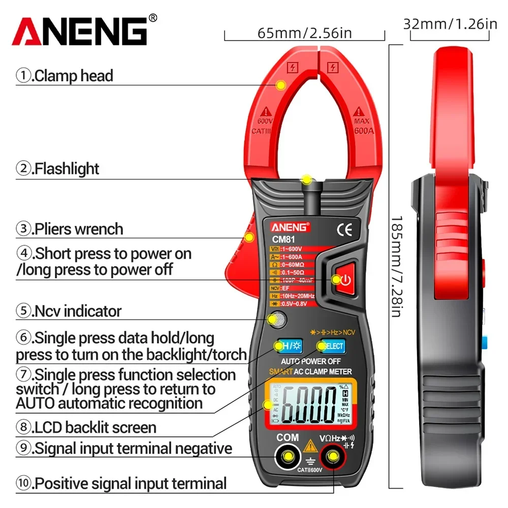 ANENG Clamp Meter Multimeters CM81 600A AC Current CM80 500A AC