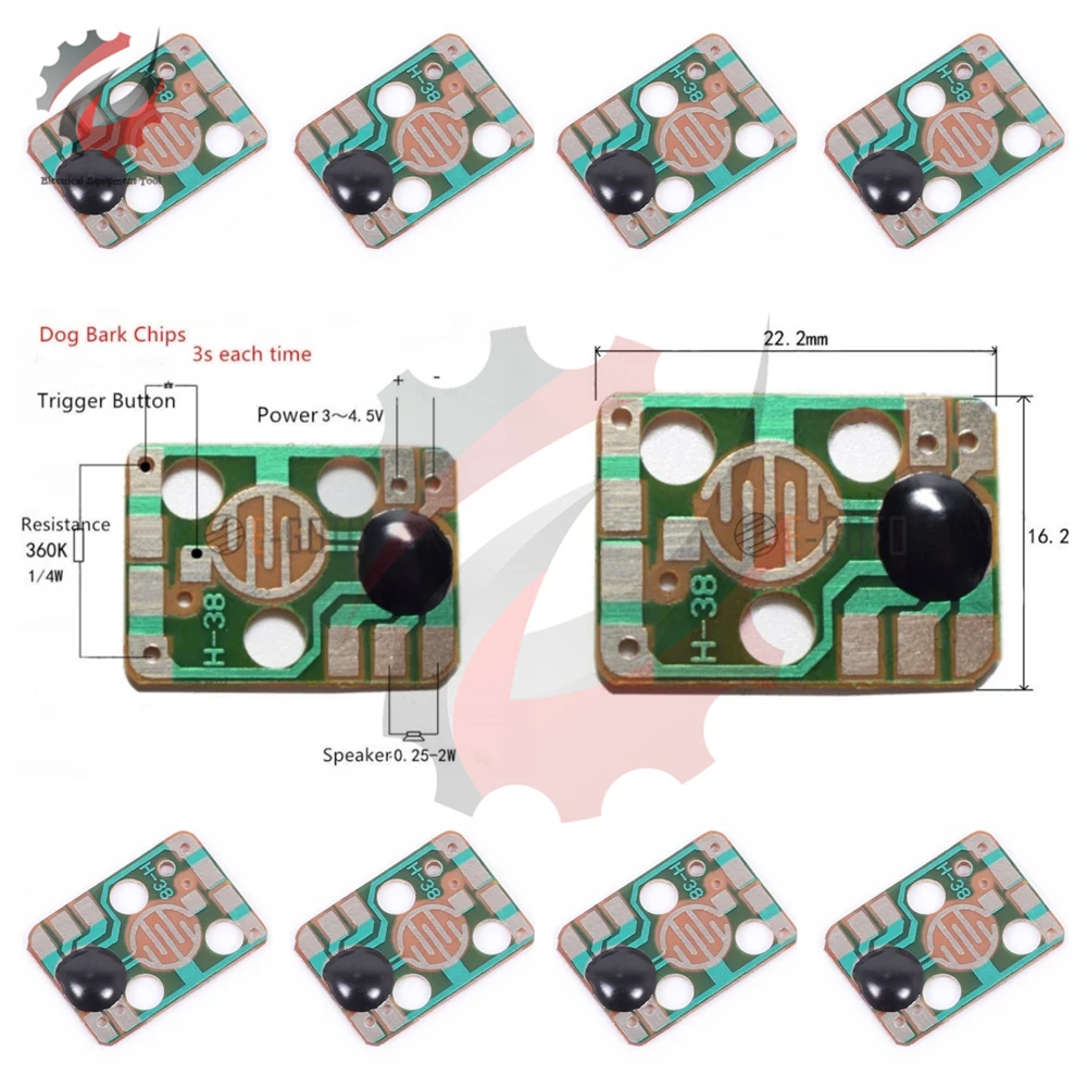 10PCS Sound Module DC 3V-4.5V Dog Barking Music Chip Animal Voice Sound Module Trigger Button Play For DIY Board Toy 22*16mm