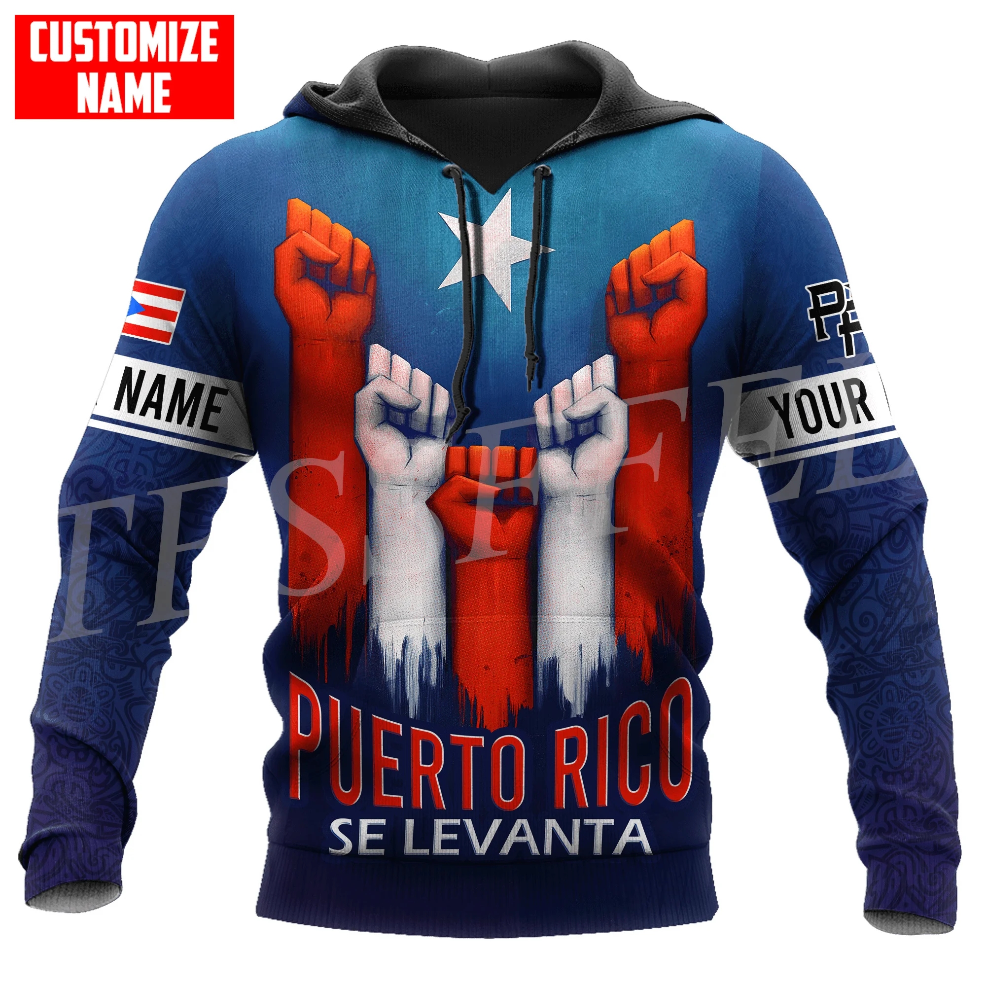 

Custom Name Country Puerto Rico Boricua Taino Caribbean Sea Tattoo Retro 3DPrint Harajuku Casual Funny Pullover Jacket Hoodies C