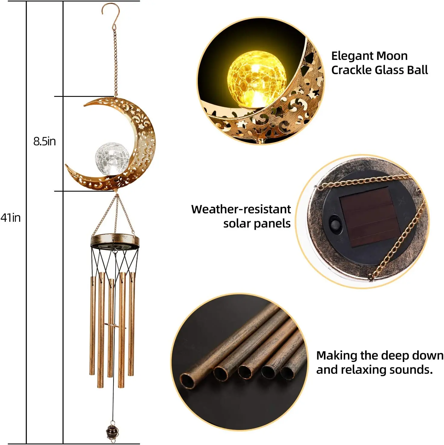 Campanelli eolici in metallo per esterni luna sole stelle campanelli eolici solari luminosi campanelli eolici unici per esterni campanelli impermeabili decorazioni per la casa