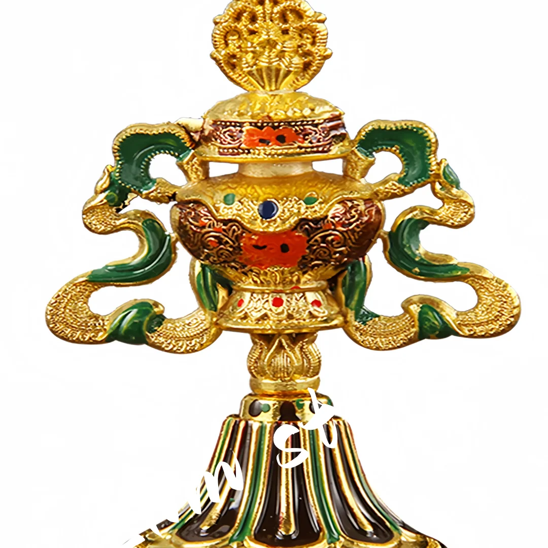 8ชิ้น/เซ็ต8.5ซม.โบราณสีชุบพุทธซัพพลายเออร์ทิเบต Tranic แปดมงคลสัญลักษณ์ใส่ตกแต่ง Instruments