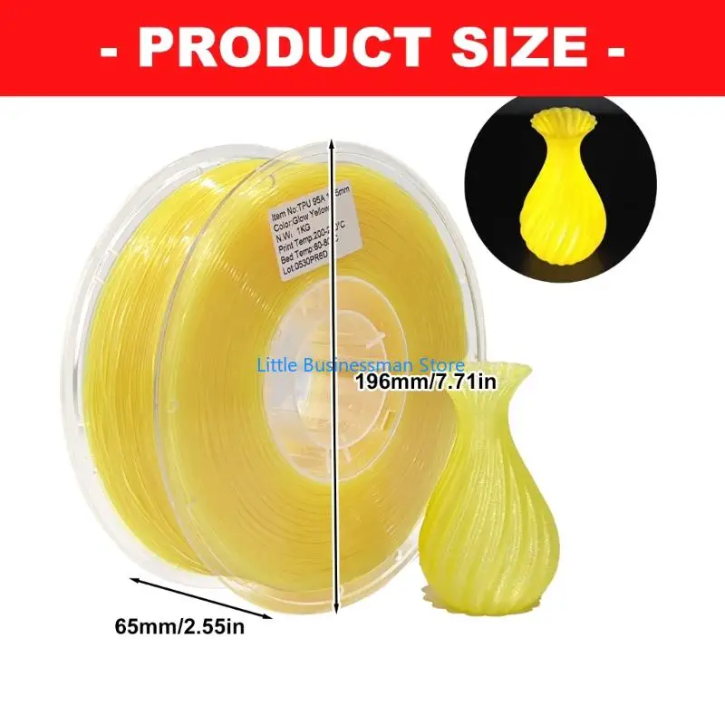 Photolumineszierendes thermoplastisches Polyurethan 95A 3D-Druckfilament TPU 1,75 mm, 1000 g Versorgung für Schilder, Modelle – Detail 6