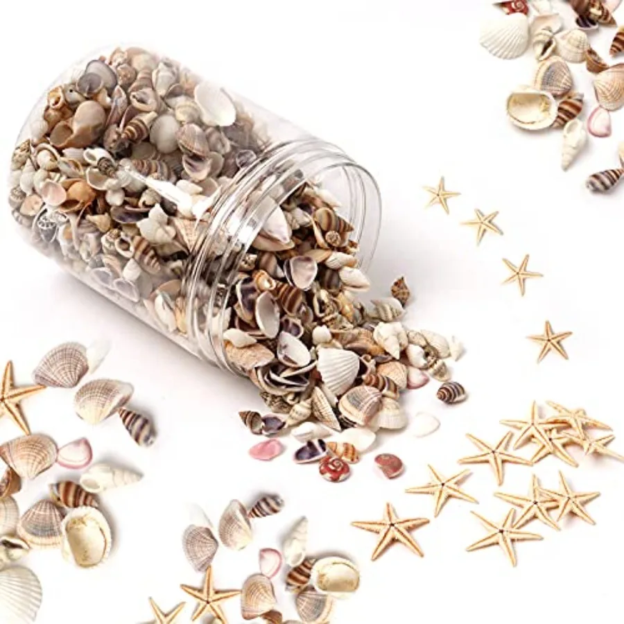 

1200 Pieces Tiny Sea Shells Small tural Starfish Mixed Ocean Beach Spiral Seashells for Home DecorationsWedding Decor Candle Ma