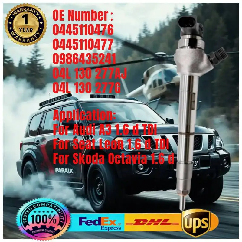 

0445110477 04L130277AJ 04L130277GCommon Rail Fuel Injector for Audi A3 1.6 d TDI For Seat Leon 1.6 d TDI For Skoda Octavia 1.6d