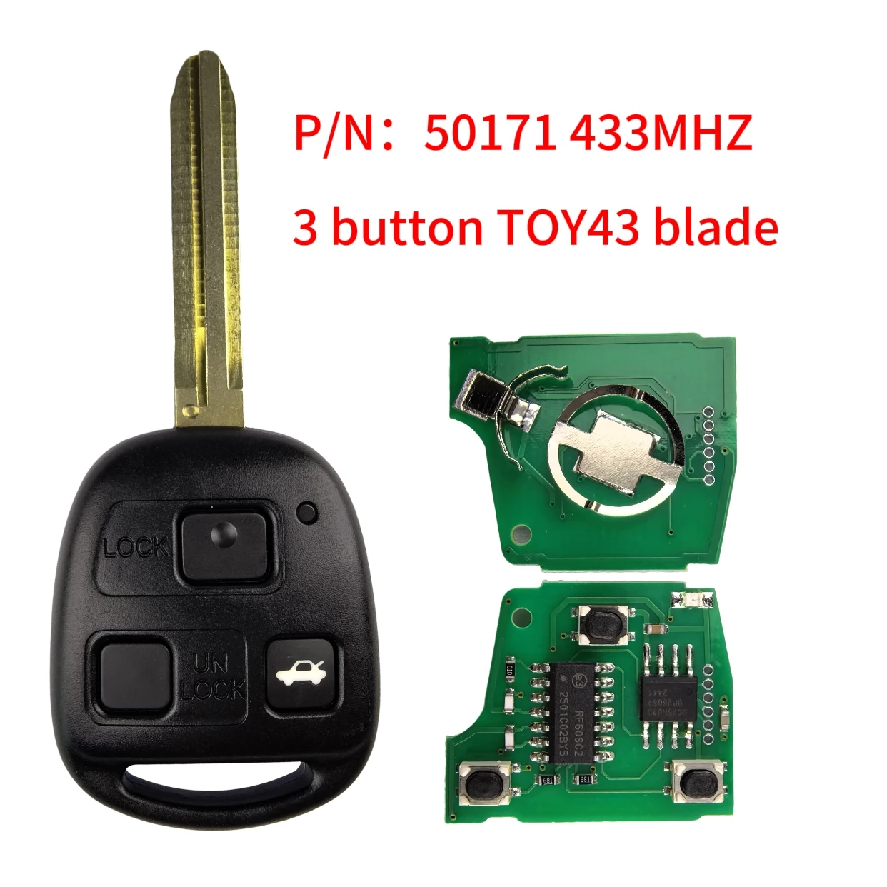 Jingxin 50171 Für Toyota Prado 120 RAV4 Kluger Previa FJ Cruiser Land Cruiser 100 Fernbedienungsschlüssel 433MHz 4D67/4D68 Chip 2/3 Tasten – Detail 4