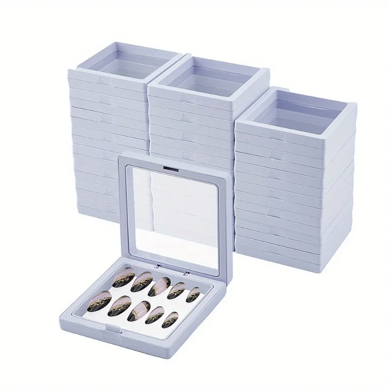 25pcs White Plastic Jewelry Presentation Box with Clear Elastic Film Window for Necklace Pendant Earring Ring Organizer Showcase
