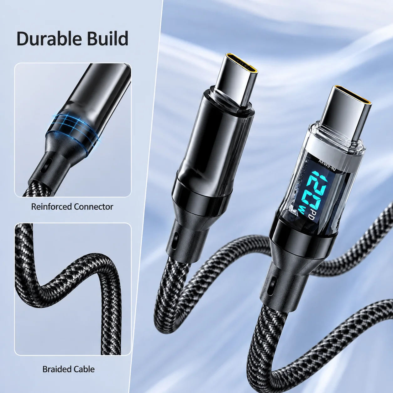 120W USB C Fast Charging Cable LED Display Type C Data Cord Quick Charge Charger Wire for Xiaomi Samsung iPhone Mobile Phone