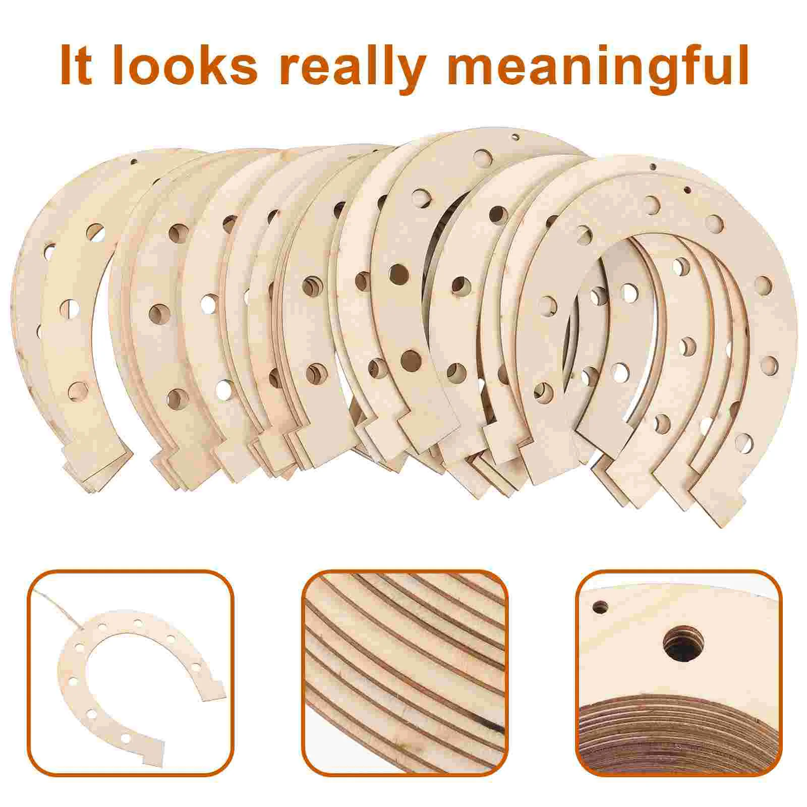 24 Pcs Horseshoe Chips Wood DIY Graffiti Woody Toy Kids Painting Toys Shape Wooden Derby Decorations Slices Decorate Cutouts