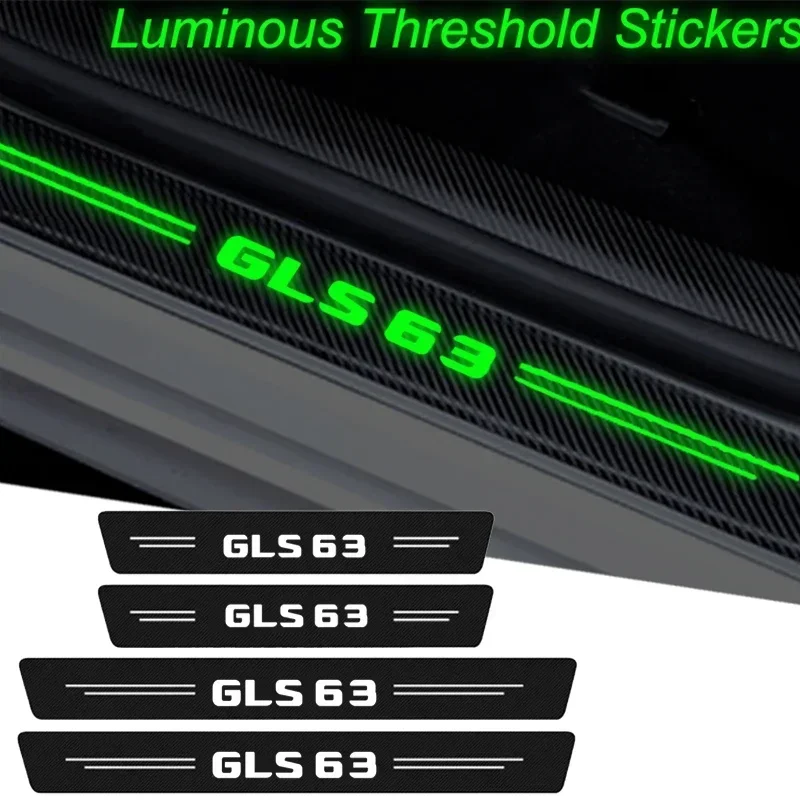 Luminous Car Door Threshold Sill Protective Film Trunk Bumper Guard Stickers Decals for Mercedes Benz GLS 63 Badge Accessories