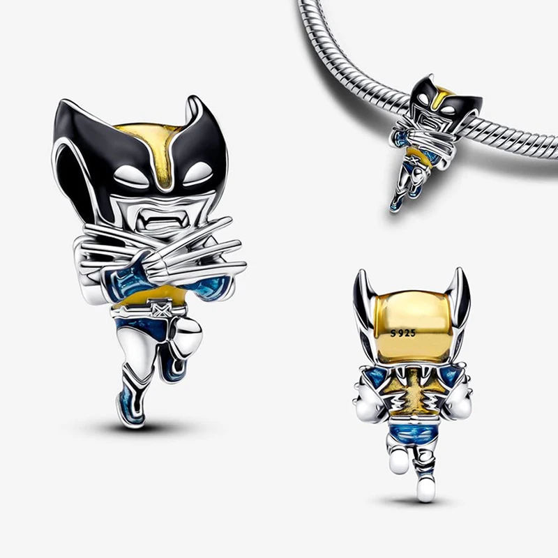 HEROCROSS 2024 new in Charms 925 Silver Fit Pandora 925 Original Bracelets Deadpool Wolverine Charms Beads Fine DIY Jewelry Hot