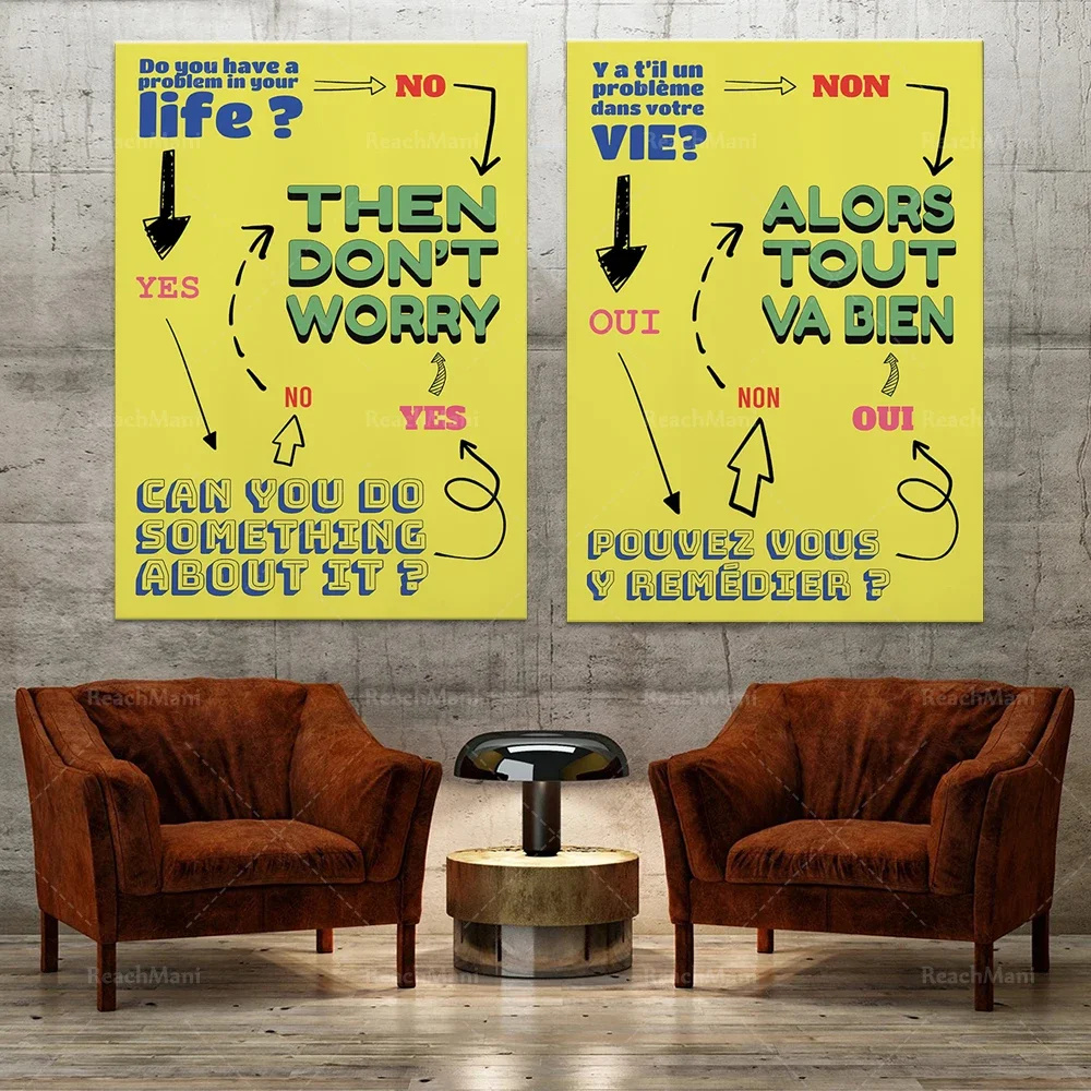 poster inspiration don't worry happiness motivation laws happy life everything is fine poster happiness mural art life skills