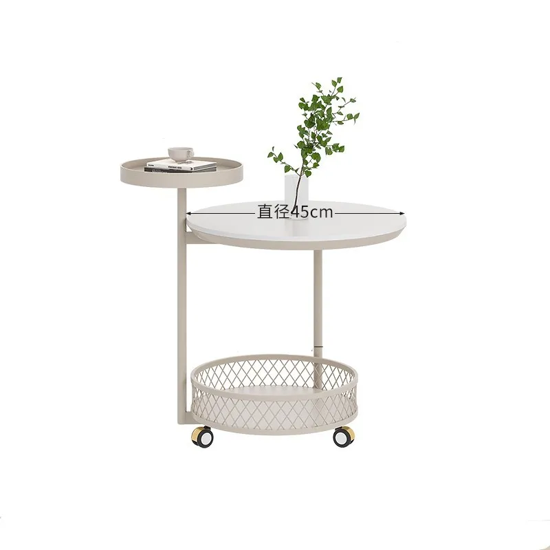 

Cream wind sofa edge table removable living room household double-layer coffee table modern simple white rock slab bedside