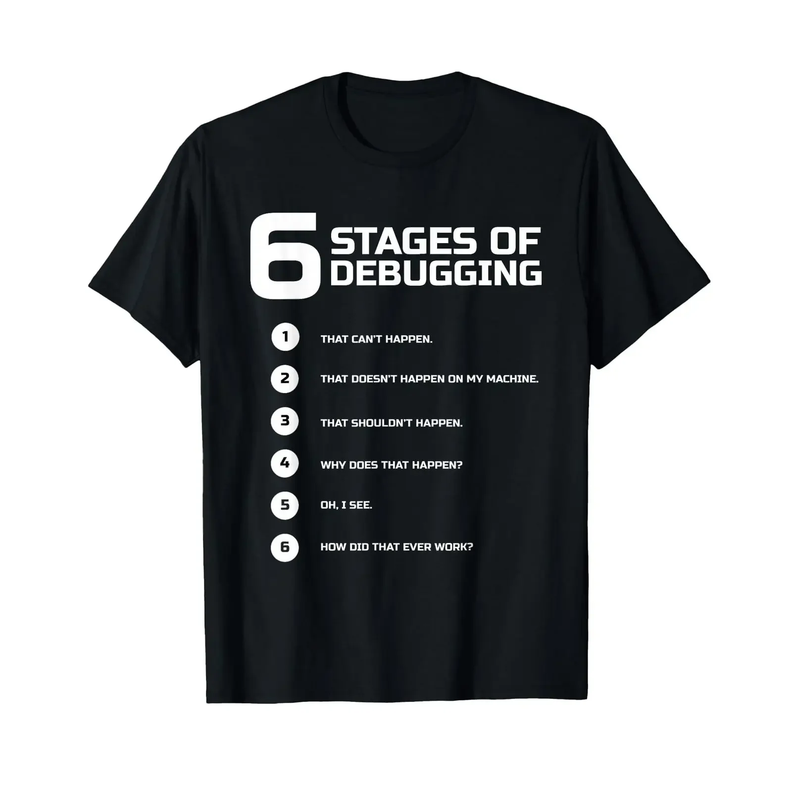 6 Stages of Debugging T Shirt Bug Coding Computer Programmer vintage Washed Versatile streetwear Slightly designer clothes