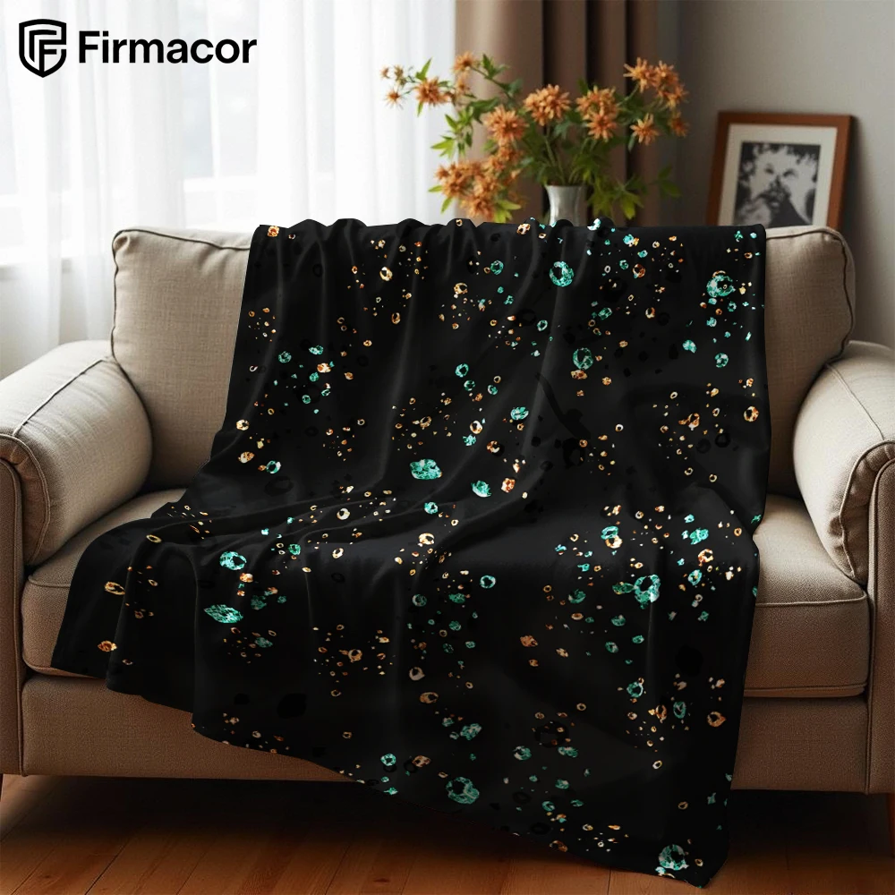 Black Gem Glitter Soft Flannel Blanket Breathable Warm Throw for Office Car Sofa Kids Room Birthday Xmas Gift